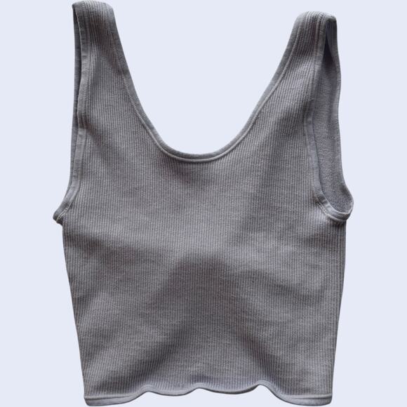 Out From Under Urban Outfitters Ribbed Twist Back Crop Tank Top Gray Y2K - Picture 1 of 5